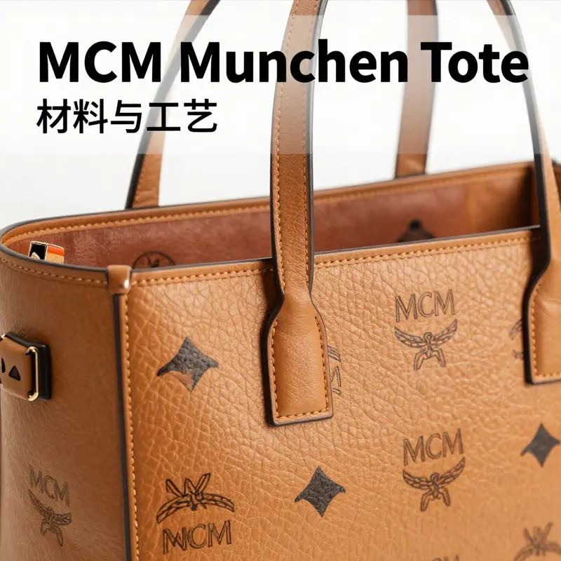 Elegant display of the MCM Munchen Tote highlighting its classic design and practical features.
