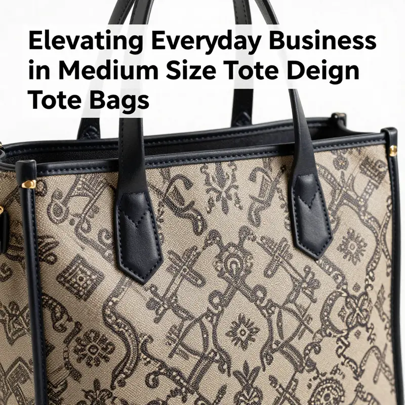 A versatile medium-sized tote bag alongside essential office items, illustrating the bag’s utility.