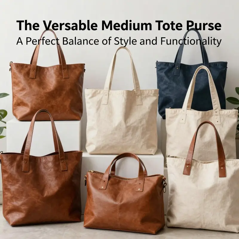 Showcasing the design features of a medium tote purse, emphasizing the balance between style and functionality.