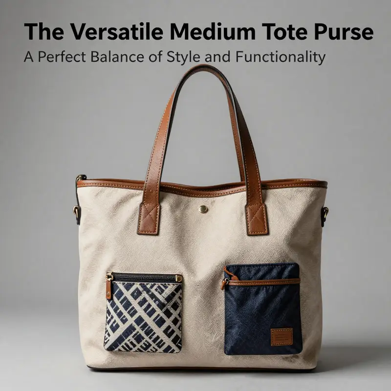 Showcasing the design features of a medium tote purse, emphasizing the balance between style and functionality.