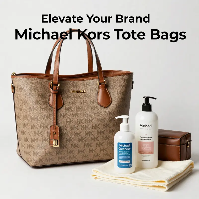 A Michael Kors tote bag showcasing brand prestige alongside a professional workspace.