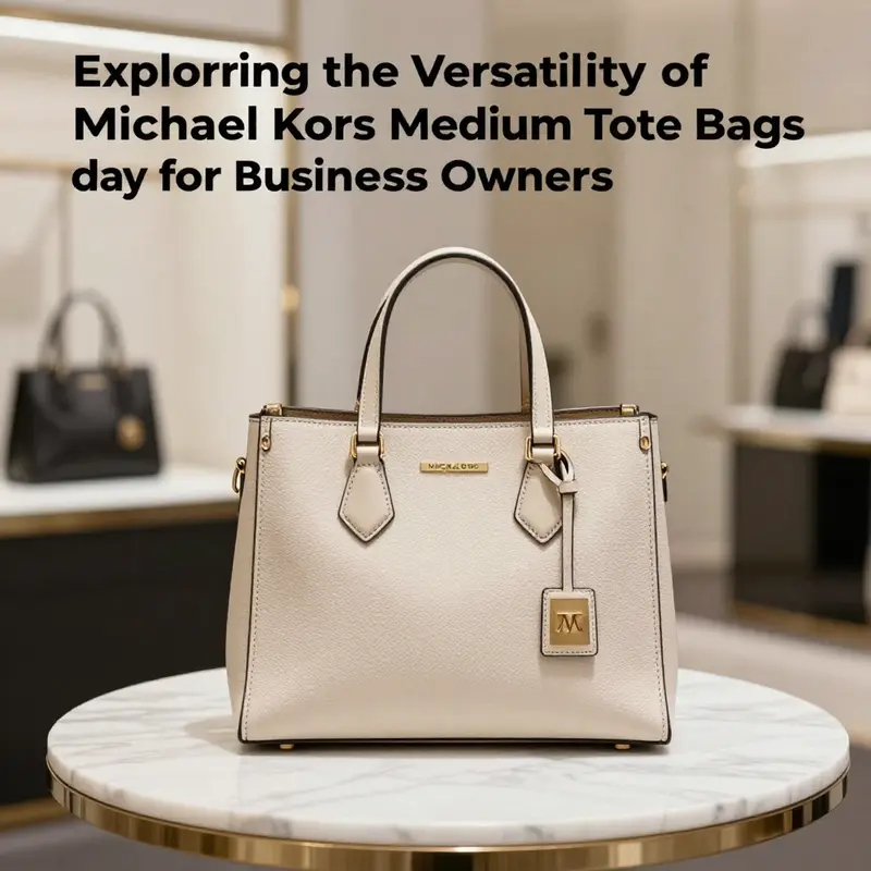 A Michael Kors medium tote bag positioned on a marble table, emphasizing luxury and elegance.