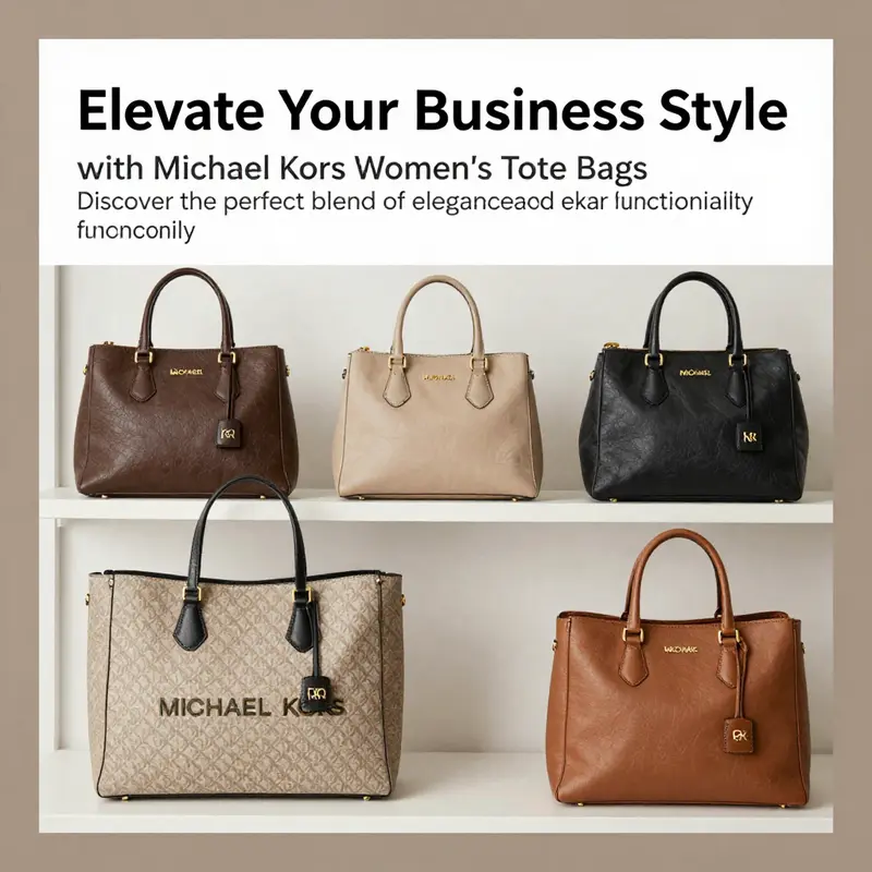 Various styles of Michael Kors women's tote bags showcased in a stylish setting.