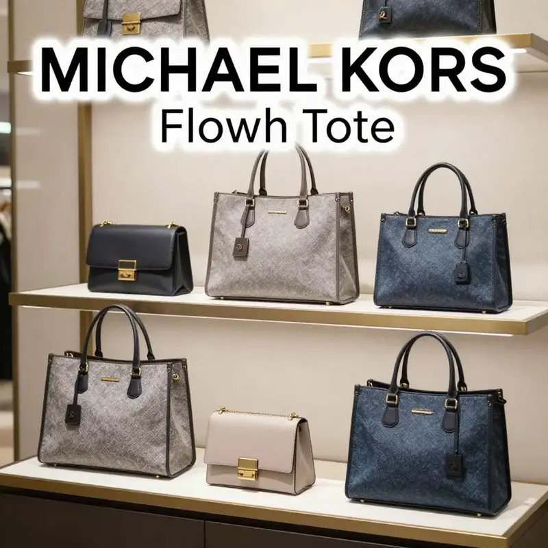 Detailed view of the MICHAEL KORS Mirella large canvas tote showcasing its stylish design and logo.