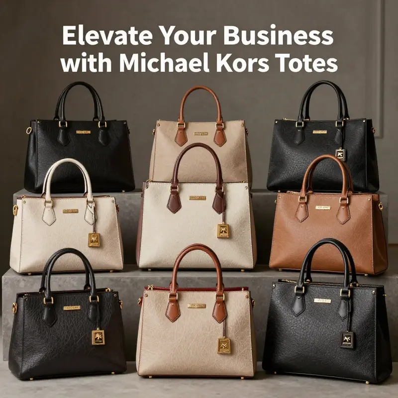 An assortment of Michael Kors tote bags presented artfully, highlighting their elegance and versatility.