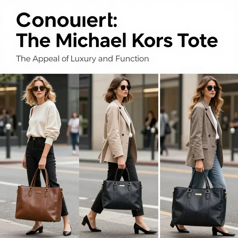 A diverse collection of Michael Kors tote bags highlighting various designs and colors.