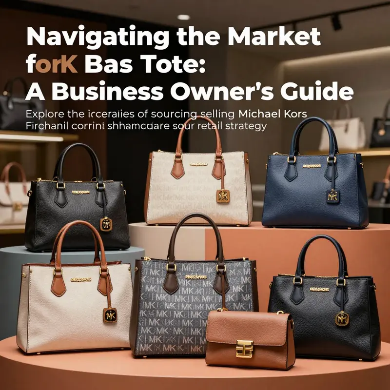 A stylish display of various Michael Kors tote bags in a vibrant setting.