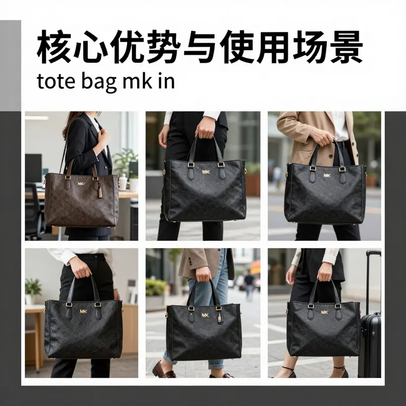 The elegance and design of an MK tote bag in an urban setting, highlighting its appeal.