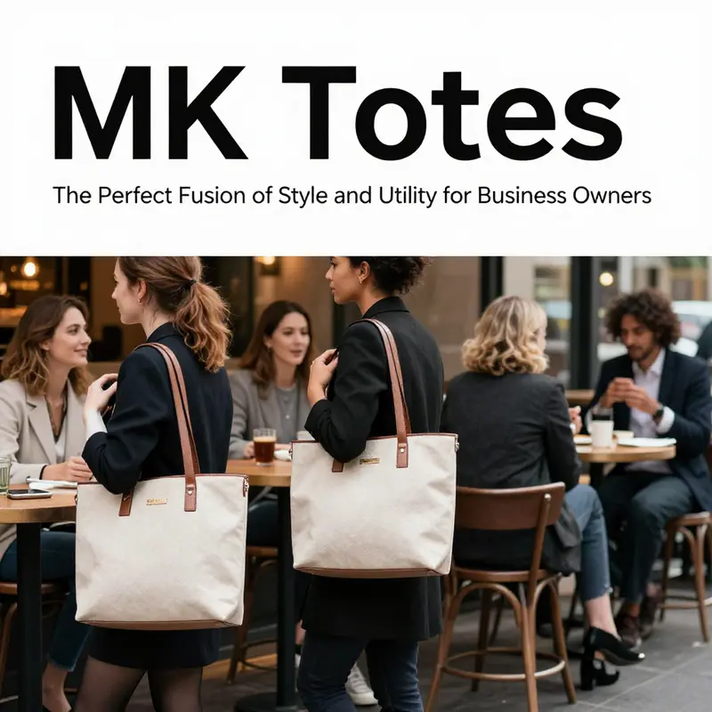 The MK tote exemplifying its dual purpose of fashion and practicality in a professional setting.