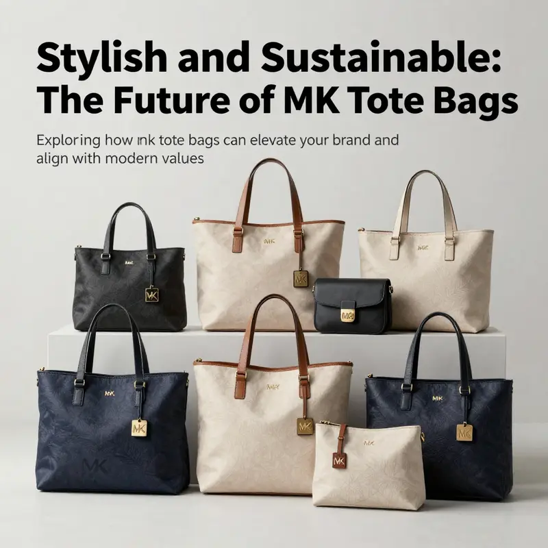 A display of assorted MK tote bags in a minimalist setting, showcasing their aesthetic and eco-friendly qualities.
