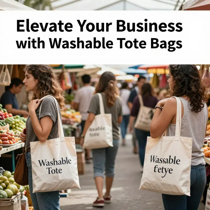 Showcasing the durability and convenience of various washable tote bags in a retail setting.