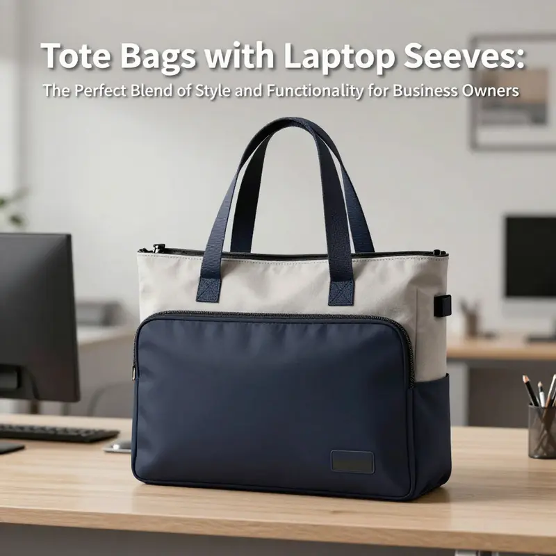 A showcase of a tote bag designed with an integrated laptop sleeve, highlighting its sleek and fashionable appearance.