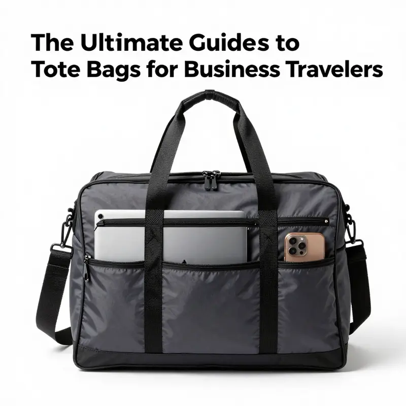 Showcasing the vital features of a travel tote bag designed for business commuters.