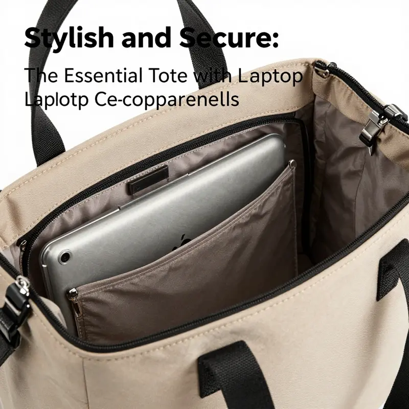 A sleek tote bag perfectly suited for business professionals, illustrating its compatibility with essential office items.