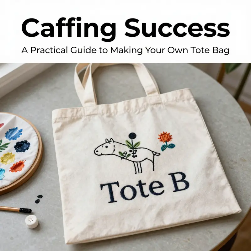 A collaborative setup of materials necessary for creating a tote bag.
