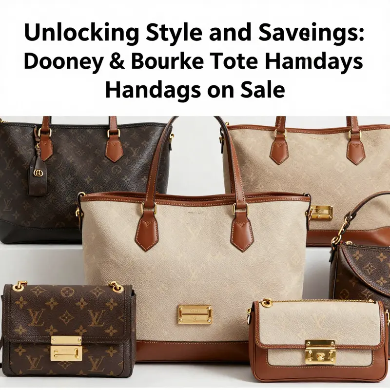 Various Dooney & Bourke tote handbags on sale highlighting attractive discounts.