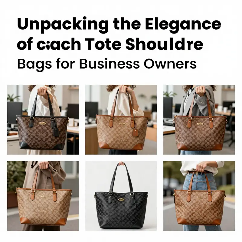 The elegant design features of a Coach tote shoulder bag, emphasizing functionality and style.