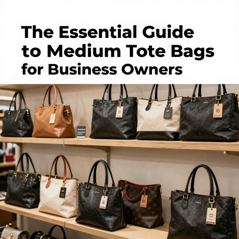 A stylish medium tote bag showcasing its design features, perfect for professional settings.