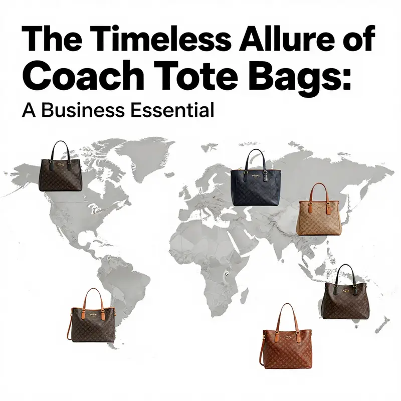 A timeline showcasing the evolution of Coach tote bags from past to present.