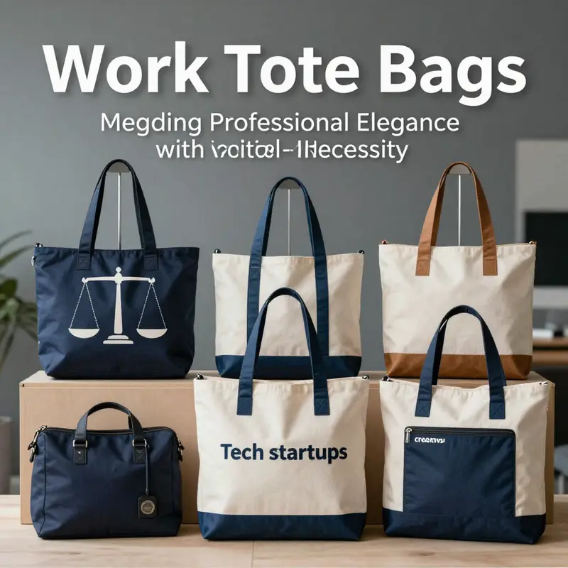 A showcase of evolving styles of work tote bags, highlighting their transformation over time.