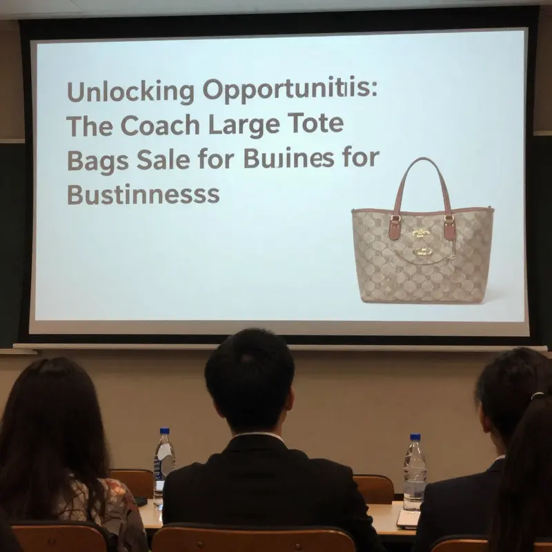 Highlighted discounts on Coach large tote bags in an Amazon sales section.