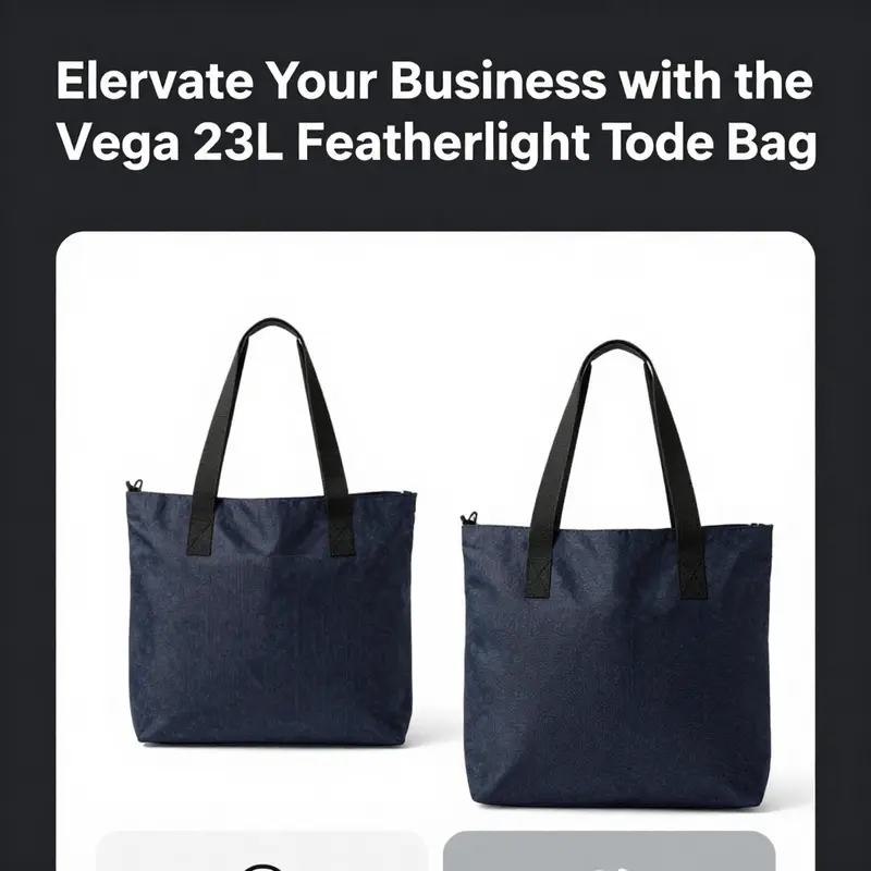 The Vega 23L Featherlight Tote exhibits a modern design merged with functionality, enhancing daily usability for business owners.