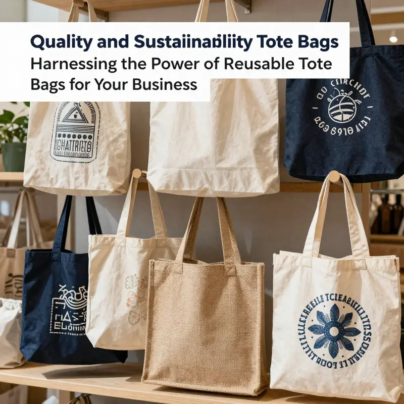 A diverse array of reusable tote bags emphasizing quality and sustainability.