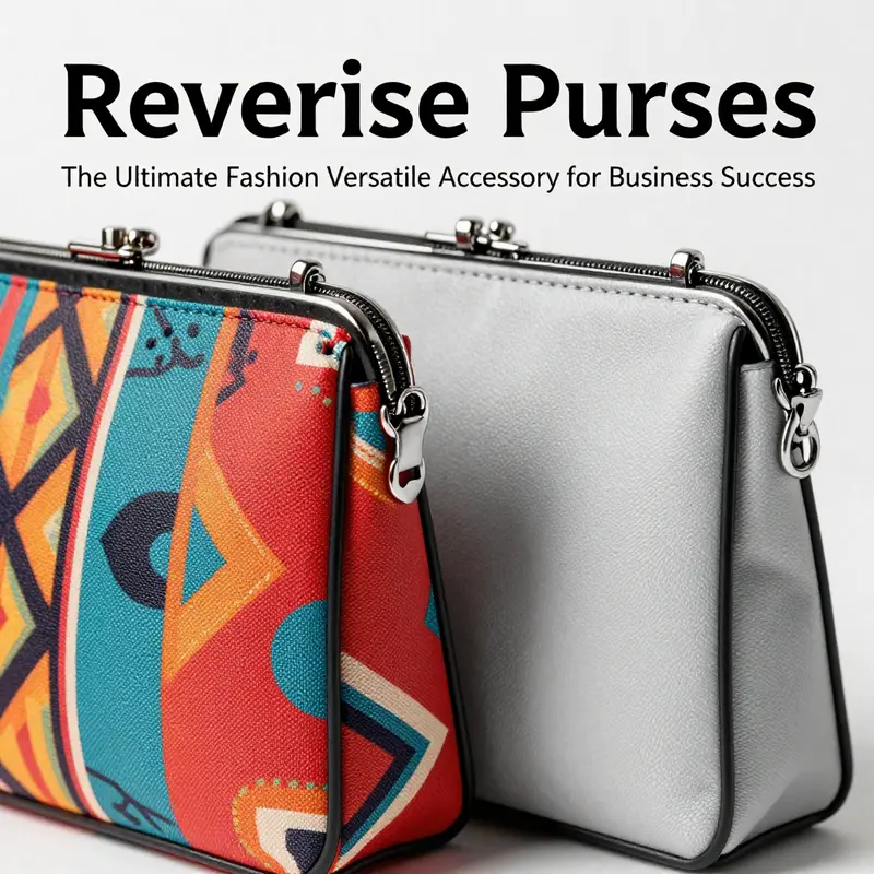 An intricately designed reversible purse highlighting its dual sides.