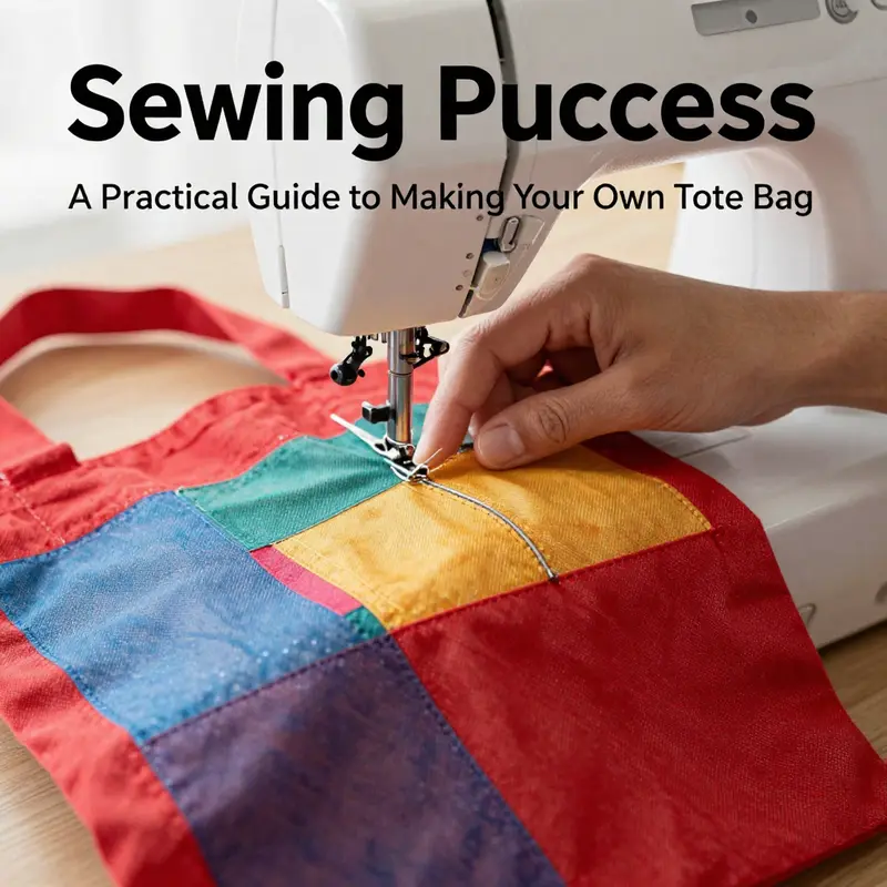 A collaborative setup of materials necessary for creating a tote bag.