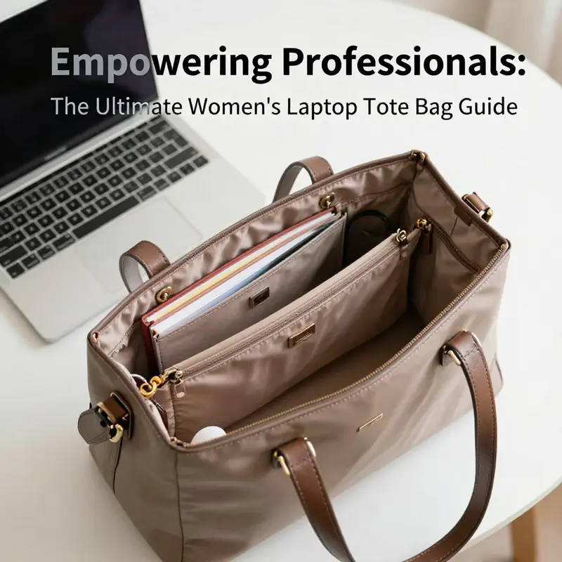 A women’s laptop tote bag showcasing its ample size and well-organized interior.