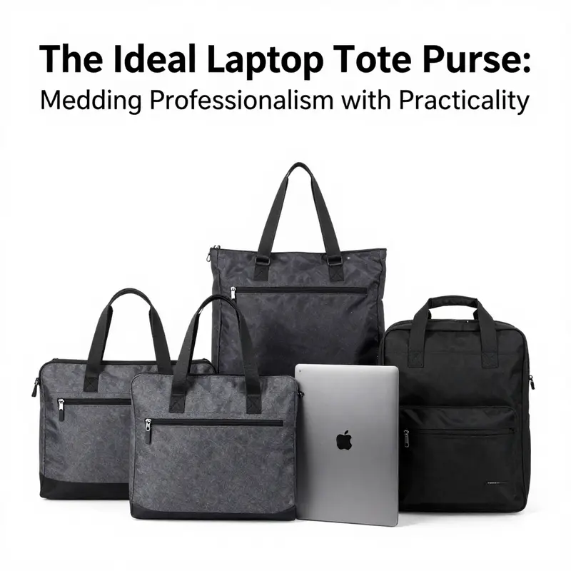 A stylish laptop tote purse complements professional attire and reflects versatility.