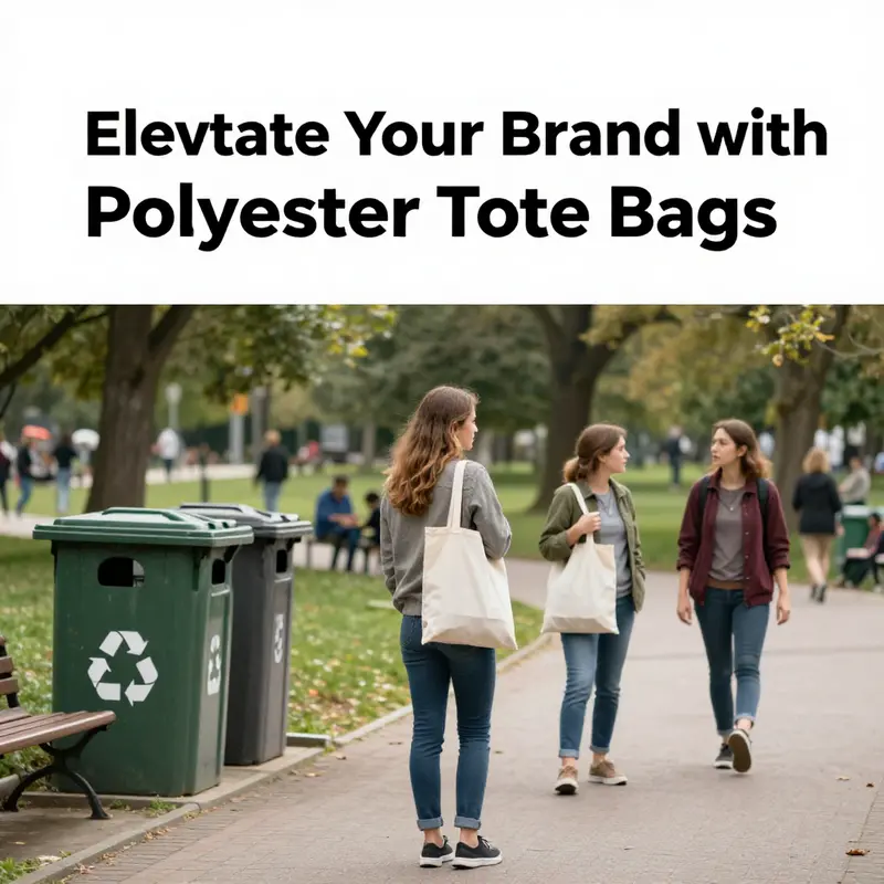 A collection of durable and customizable polyester tote bags, perfect for showcasing branding.