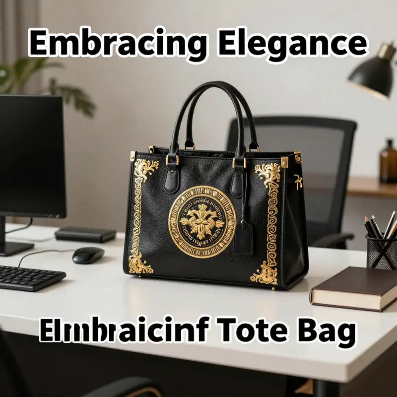 A luxury Versace tote bag placed in a stylish office environment, representing sophistication and modern design.