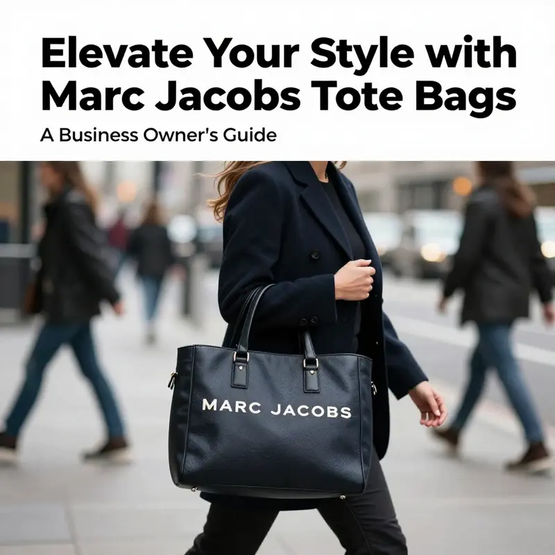 Businessperson with Marc Jacobs tote in an urban setting.