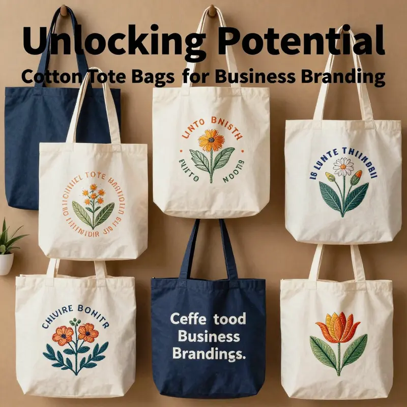 A collection of durable cotton tote bags highlighting their versatility for various business applications.