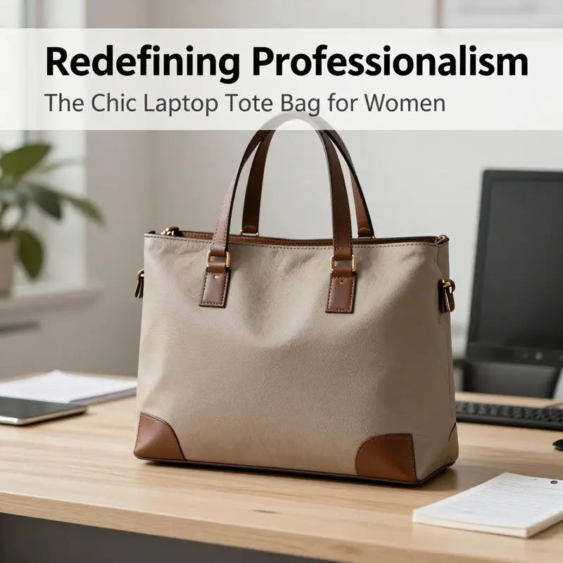 A stylish laptop tote bag that combines elegance with practicality, highlighting its various design elements.