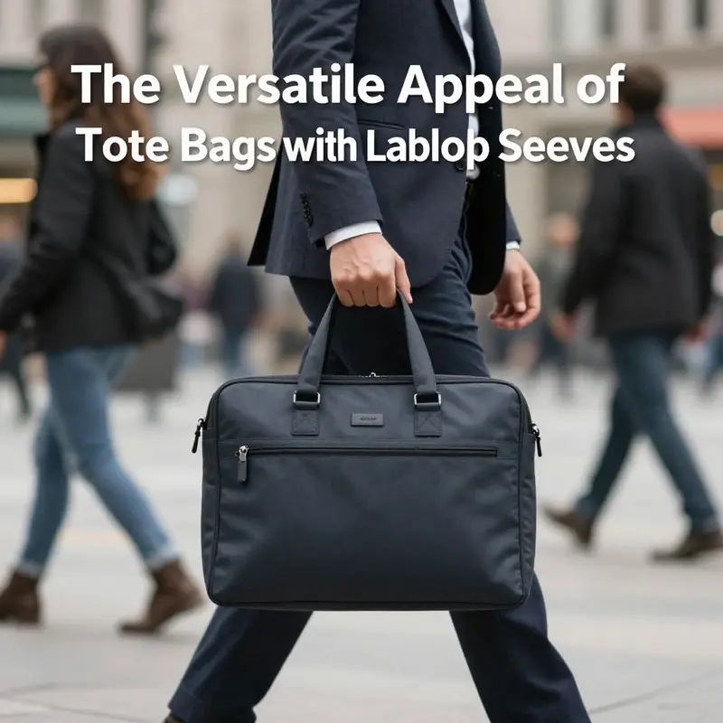 A business owner confidently carrying a tote bag, showcasing its blend of style and functionality in an urban setting.