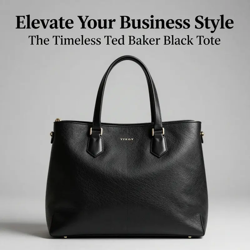 A Ted Baker black tote displayed elegantly, showcasing its premium design and luxurious appeal.