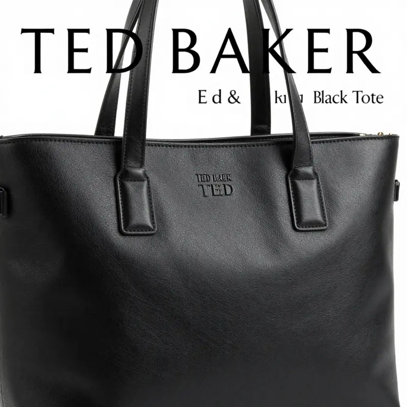 The iconic design of the Ted Baker black tote, emphasizing its premium materials and craftsmanship.