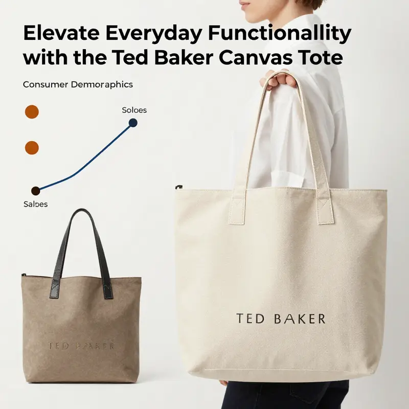 The intricate design features of the Ted Baker canvas tote highlighting its quality and unique aesthetics.