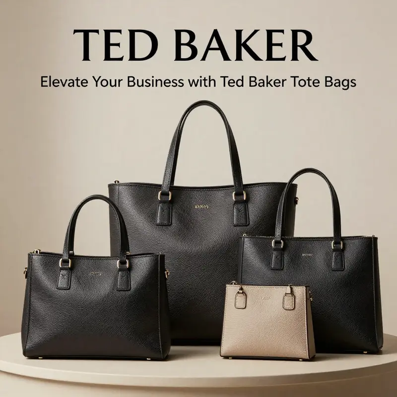 A vibrant display of Ted Baker tote bags highlighting diverse designs and functional styles.
