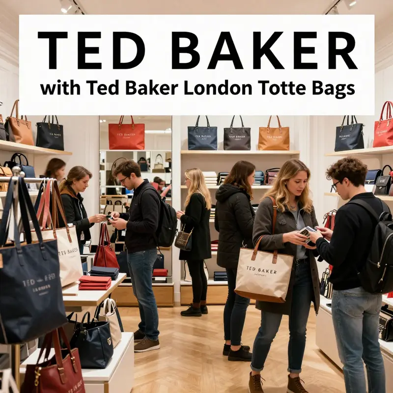 A professional showcasing the Ted Baker London Tote bag in a modern office space.