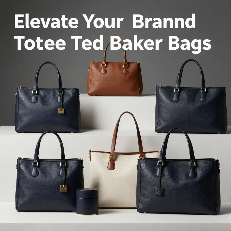 A stylish view of different Tote Ted Baker bags arranged beautifully, representing the brand's luxury and sophistication.
