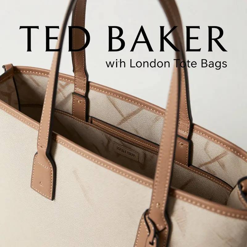 A professional showcasing the Ted Baker London Tote bag in a modern office space.