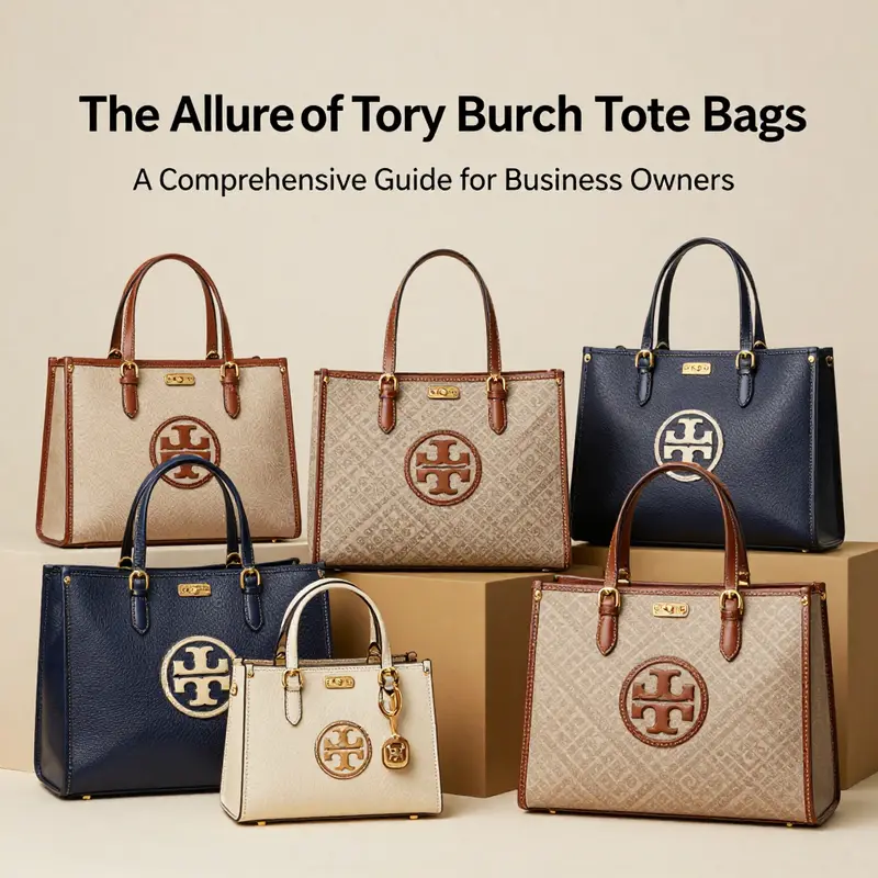 A collection of Tory Burch tote bags highlighting their distinctive design elements and luxurious aesthetics.