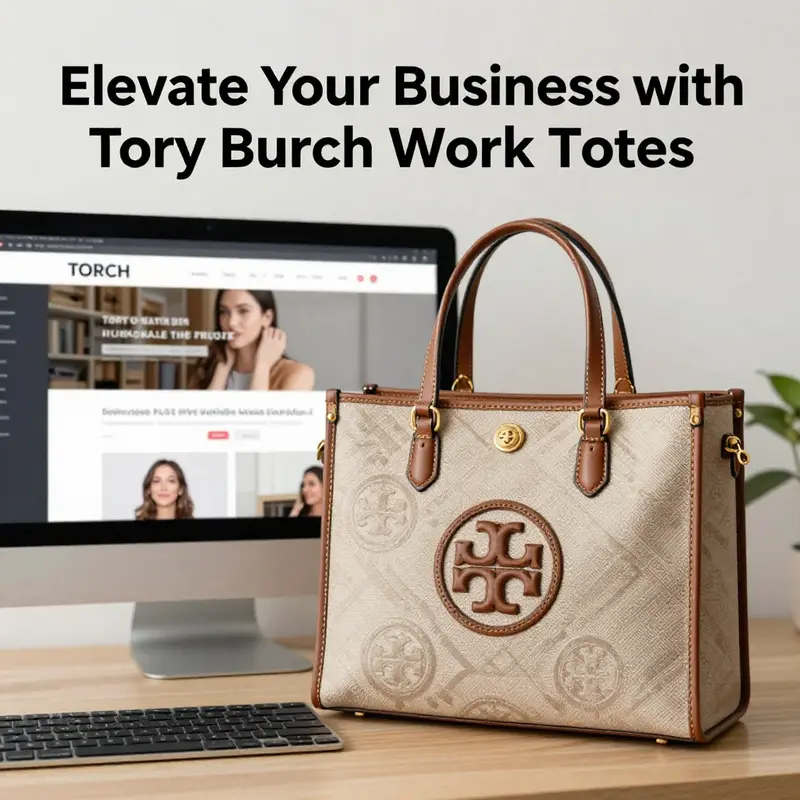 Tory Burch work tote featuring spacious compartments and smart design for business professionals.