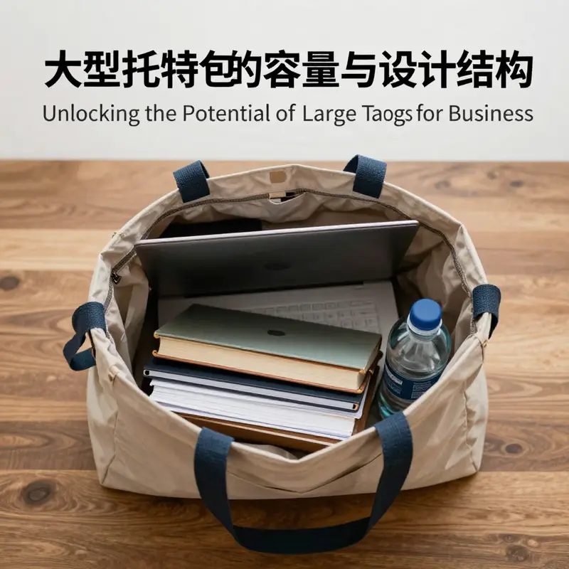 A spacious large tote bag ideal for business use, highlighting its functionality and design.