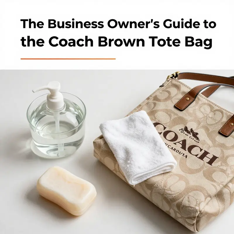 Showcasing the elegant details of the Coach Brown Tote Bag including its durable material and practical design.