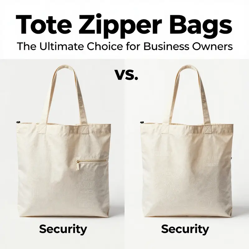 This infographic compares the features and advantages of zipper tote bags versus open tote bags.