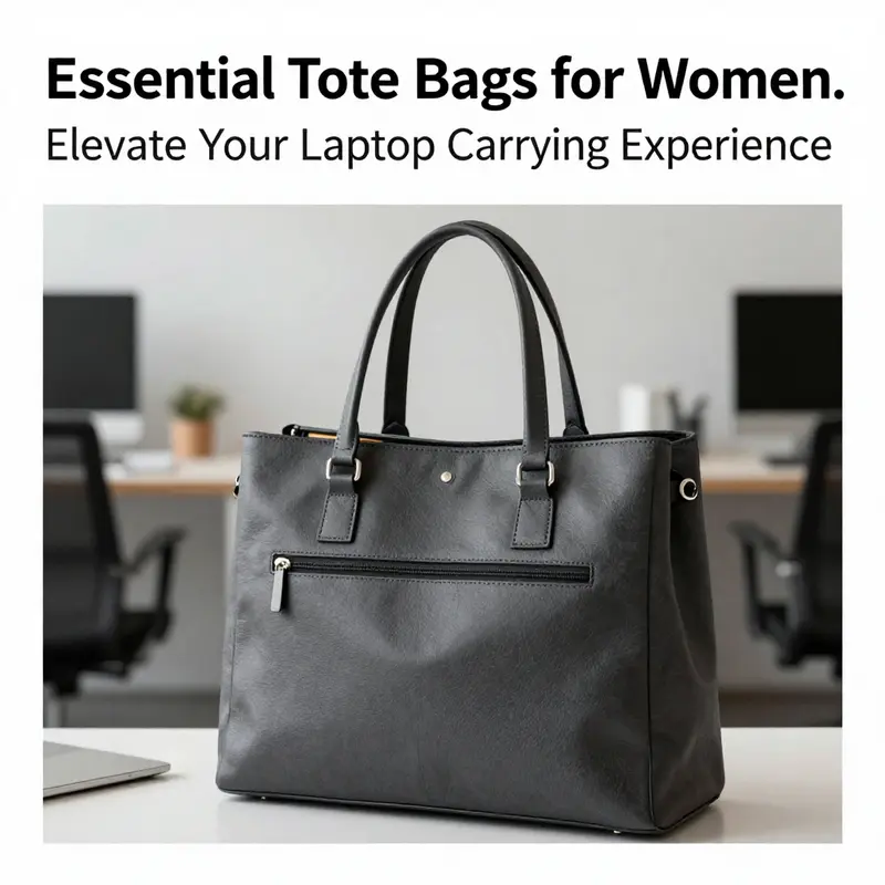 A stylish tote bag designed for women with a laptop compartment displayed elegantly in an office environment.